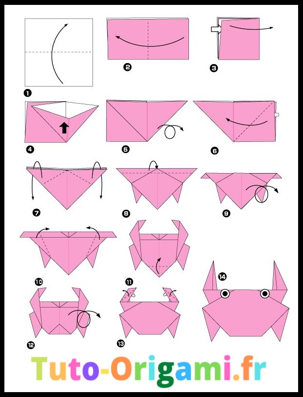 Tutoriel crabe en origami niveau moyen