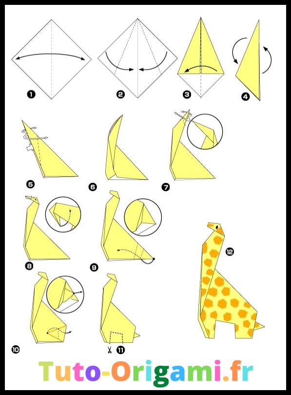 Girafe en origami tutoriel niveau moyen gratuit